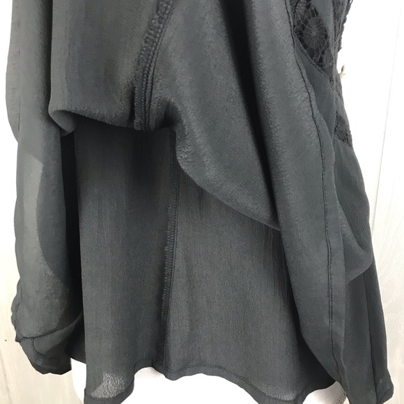 Sea Gypsies gray spaghetti strap lace flowy tank - Picture 6 of 7